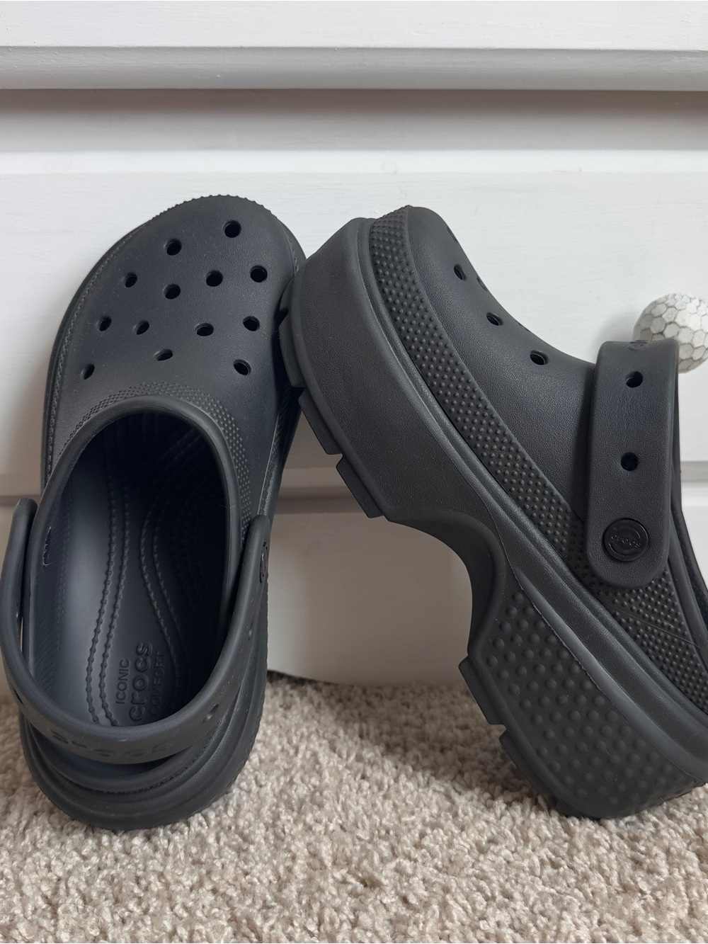 Crocs Duet Sport Clog Black M5 W7 Chunky Comfort Shoes Like New